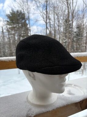 Kangol Black Wool Casual Flat Cap